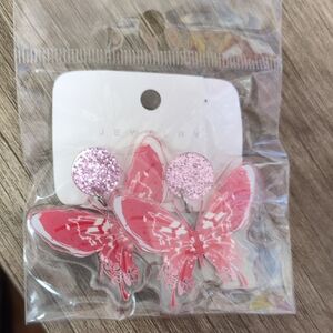 Pink Butterfly Earrings for Kids